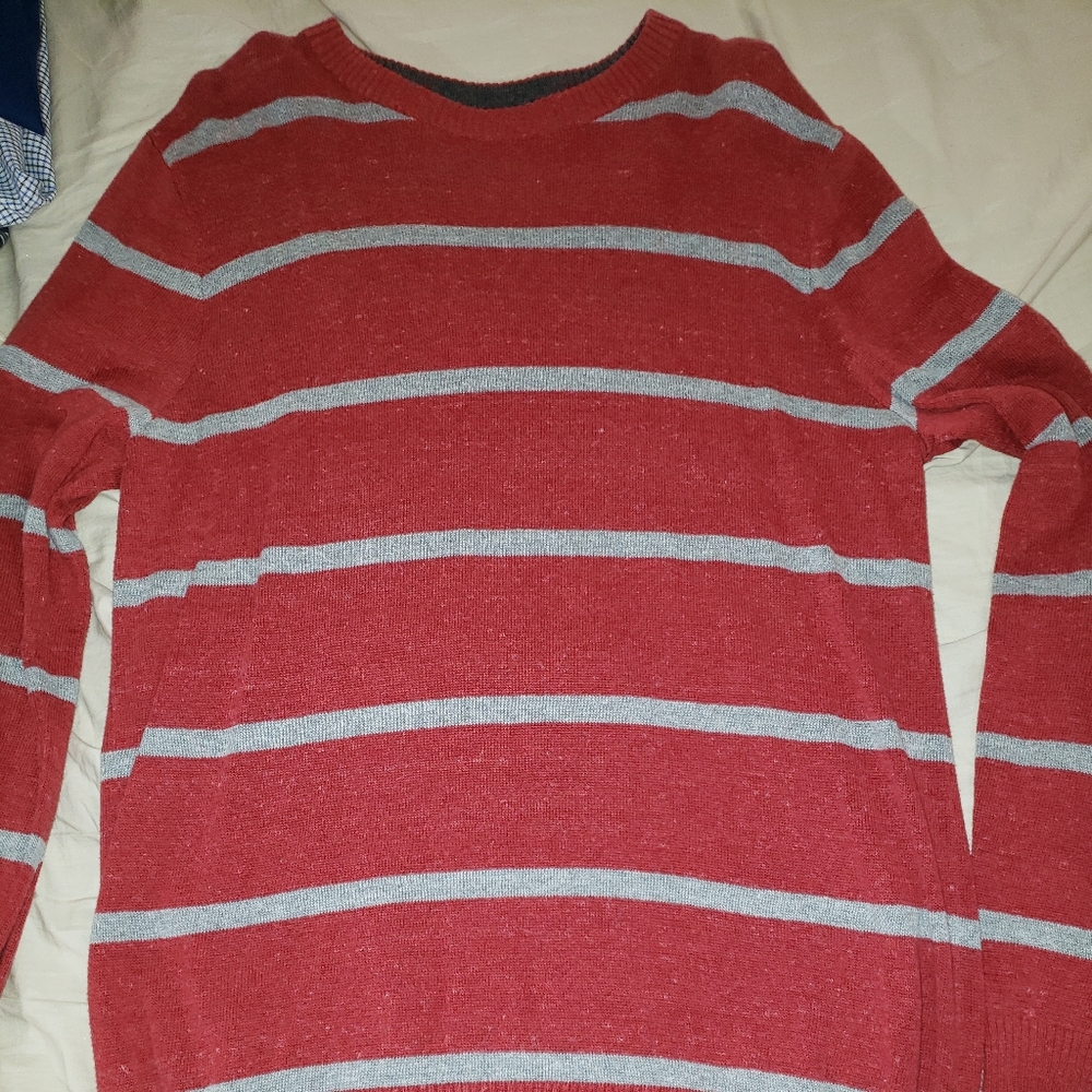 Red and gray striped long sleeve